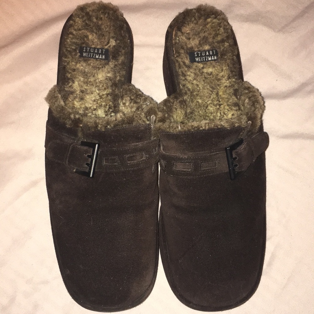 Brown Suede Stuart Weitzman Clogs Size 8 - image 1